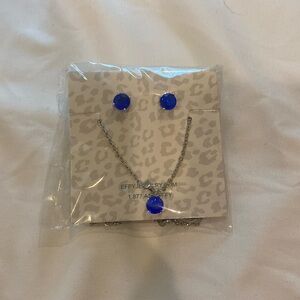 EFFY sapphire blue stone and silver tone chain necklace and earrings set